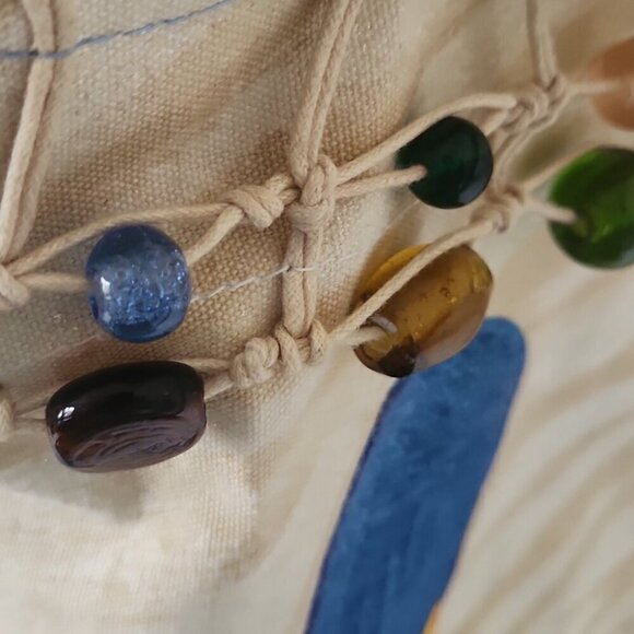 PAUL BRENT | Hand painted canvas Portofino BEACH BAG sandals TOTE - Picture 3 of 7